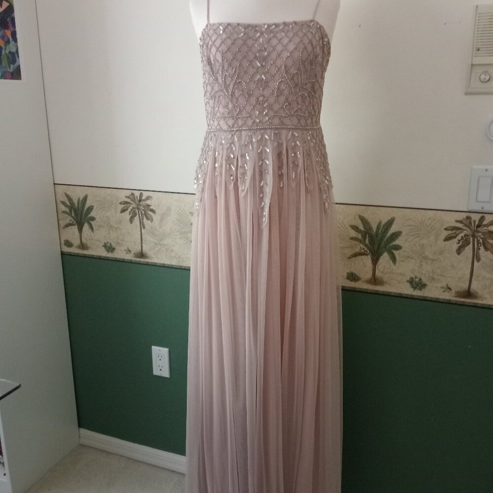 Bride Bridesmaid Tulle Fairy Pastel Pink Purple Maxi Prom Length Dress Beading